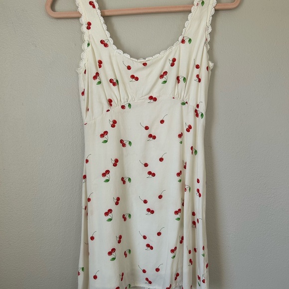 Princess Polly Cream Slip Dress with Red Cherry Print - Picture 2 of 6